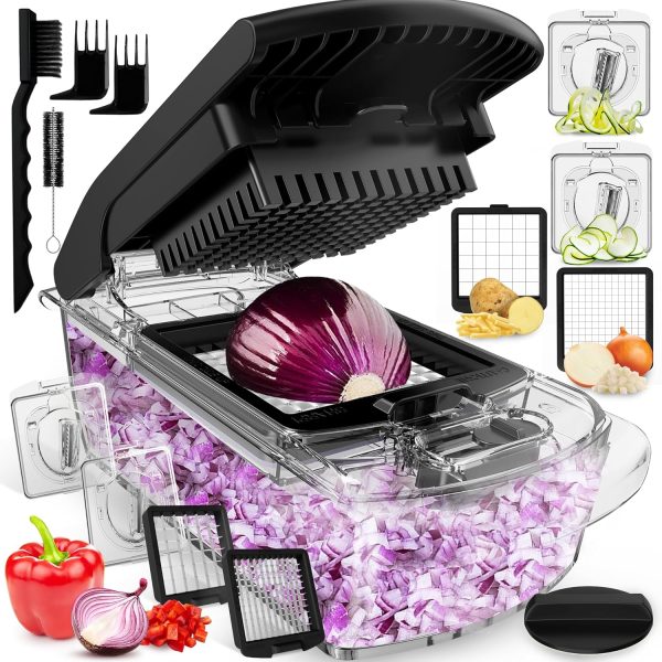 Fullstar Vegetable Chopper - Food Chopper - Onion Chopper - Vegetable Slicer & Spiralizer - Veggie Chopper with Container - Kitchen Gadgets - Home Essentials - Kitchen Accessories (4 in 1, White) - Image 24