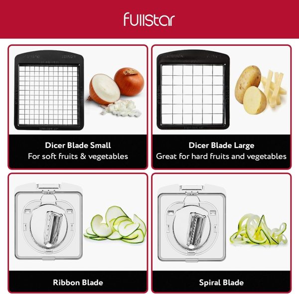 Fullstar Vegetable Chopper - Food Chopper - Onion Chopper - Vegetable Slicer & Spiralizer - Veggie Chopper with Container - Kitchen Gadgets - Home Essentials - Kitchen Accessories (4 in 1, White) - Image 25