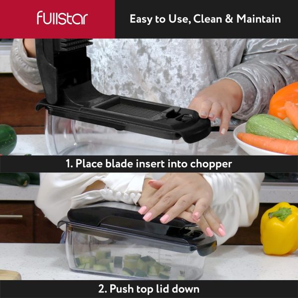 Fullstar Vegetable Chopper - Food Chopper - Onion Chopper - Vegetable Slicer & Spiralizer - Veggie Chopper with Container - Kitchen Gadgets - Home Essentials - Kitchen Accessories (4 in 1, White) - Image 36