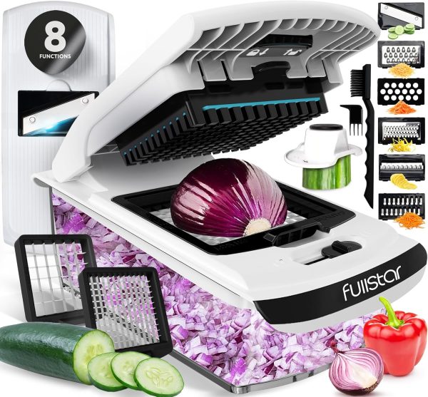 Fullstar Vegetable Chopper - Food Chopper - Onion Chopper - Vegetable Slicer & Spiralizer - Veggie Chopper with Container - Kitchen Gadgets - Home Essentials - Kitchen Accessories (4 in 1, White) - Image 37