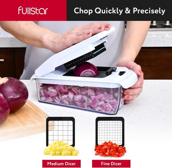 Fullstar Vegetable Chopper - Food Chopper - Onion Chopper - Vegetable Slicer & Spiralizer - Veggie Chopper with Container - Kitchen Gadgets - Home Essentials - Kitchen Accessories (4 in 1, White) - Image 38