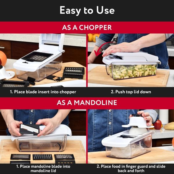 Fullstar Vegetable Chopper - Food Chopper - Onion Chopper - Vegetable Slicer & Spiralizer - Veggie Chopper with Container - Kitchen Gadgets - Home Essentials - Kitchen Accessories (4 in 1, White) - Image 45