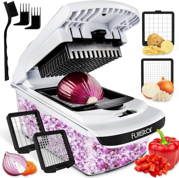 Fullstar Vegetable Chopper - Food Chopper - Onion Chopper - Vegetable Slicer & Spiralizer - Veggie Chopper with Container - Kitchen Gadgets - Home Essentials - Kitchen Accessories (4 in 1, White) - Image 46
