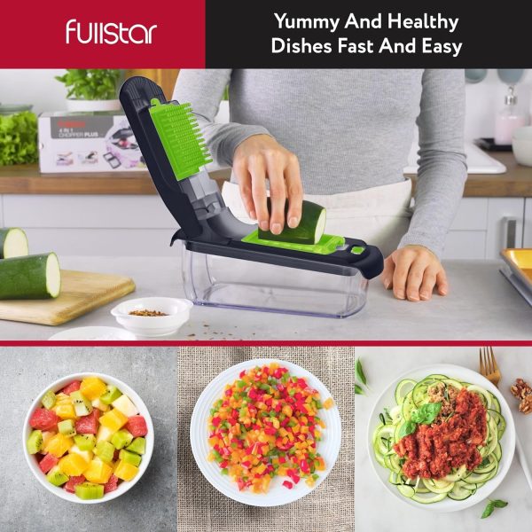 Fullstar Vegetable Chopper - Food Chopper - Onion Chopper - Vegetable Slicer & Spiralizer - Veggie Chopper with Container - Kitchen Gadgets - Home Essentials - Kitchen Accessories (4 in 1, White) - Image 60
