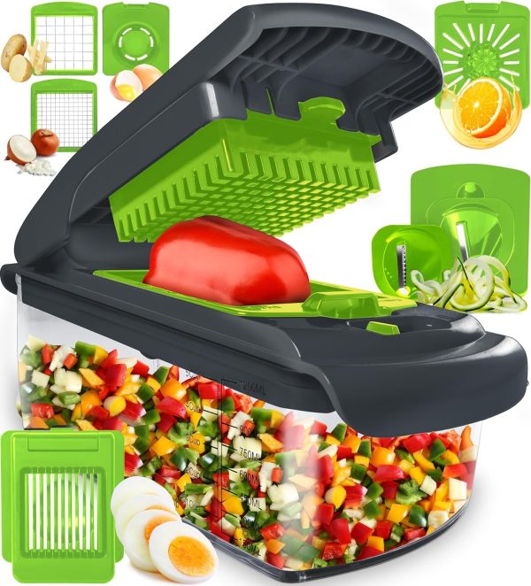 Fullstar Vegetable Chopper - Food Chopper - Onion Chopper - Vegetable Slicer & Spiralizer - Veggie Chopper with Container - Kitchen Gadgets - Home Essentials - Kitchen Accessories (4 in 1, White) - Image 69