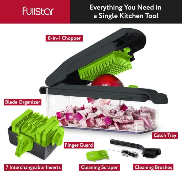 Fullstar Vegetable Chopper - Food Chopper - Onion Chopper - Vegetable Slicer & Spiralizer - Veggie Chopper with Container - Kitchen Gadgets - Home Essentials - Kitchen Accessories (4 in 1, White) - Image 71