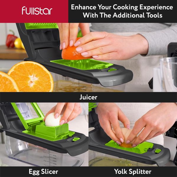 Fullstar Vegetable Chopper - Food Chopper - Onion Chopper - Vegetable Slicer & Spiralizer - Veggie Chopper with Container - Kitchen Gadgets - Home Essentials - Kitchen Accessories (4 in 1, White) - Image 74