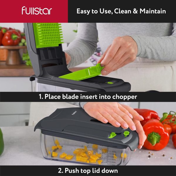 Fullstar Vegetable Chopper - Food Chopper - Onion Chopper - Vegetable Slicer & Spiralizer - Veggie Chopper with Container - Kitchen Gadgets - Home Essentials - Kitchen Accessories (4 in 1, White) - Image 75