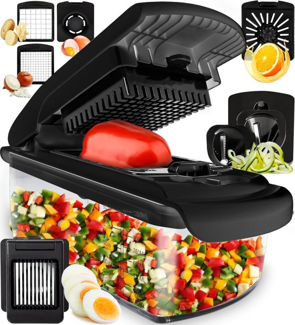 Fullstar Vegetable Chopper - Food Chopper - Onion Chopper - Vegetable Slicer & Spiralizer - Veggie Chopper with Container - Kitchen Gadgets - Home Essentials - Kitchen Accessories (4 in 1, White) - Image 76