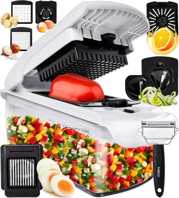 Fullstar Vegetable Chopper - Food Chopper - Onion Chopper - Vegetable Slicer & Spiralizer - Veggie Chopper with Container - Kitchen Gadgets - Home Essentials - Kitchen Accessories (4 in 1, White) - Image 83
