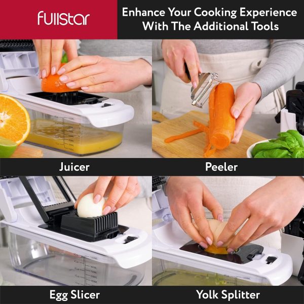 Fullstar Vegetable Chopper - Food Chopper - Onion Chopper - Vegetable Slicer & Spiralizer - Veggie Chopper with Container - Kitchen Gadgets - Home Essentials - Kitchen Accessories (4 in 1, White) - Image 86
