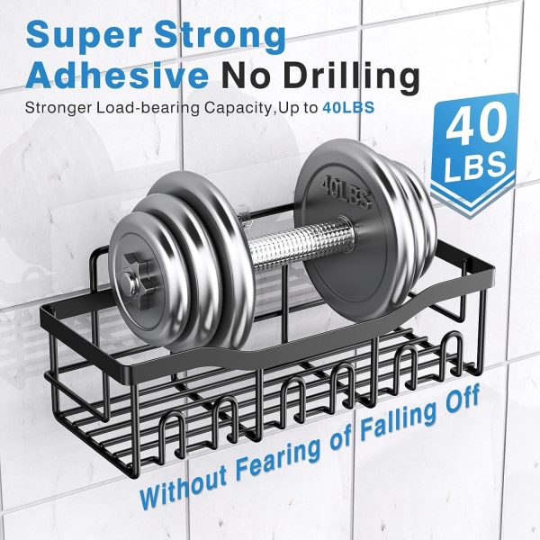 Adhesive Shower Caddy, 5 Pack Rustproof Stainless Steel Bath Organizers With Large Capacity, No Drilling Shelves for Bathroom Storage & Home Decor - Image 5