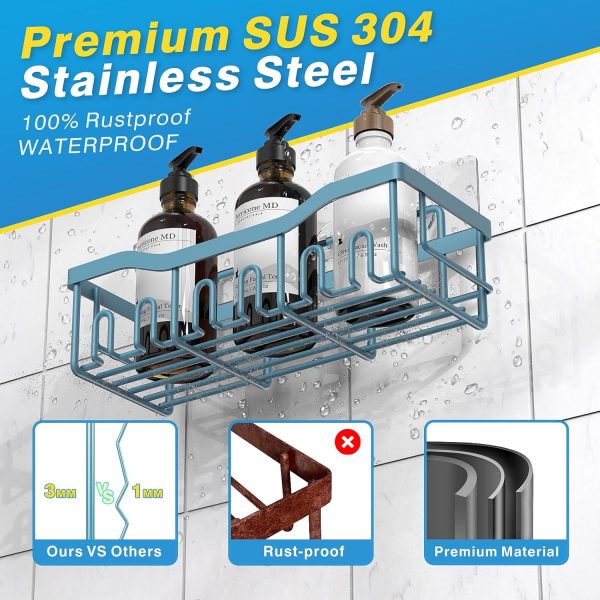Adhesive Shower Caddy, 5 Pack Rustproof Stainless Steel Bath Organizers With Large Capacity, No Drilling Shelves for Bathroom Storage & Home Decor - Image 81