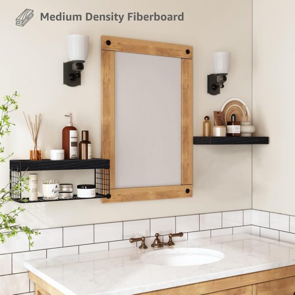 QEEIG Bathroom Shelves Over Toilet Wall Mounted Floating Shelves Farmhouse Shelf Toilet Paper Storage Small 16 inch Set of 3, Rustic Brown (019-BN3) - Image 77