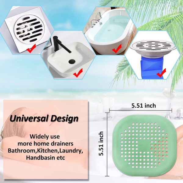 Hair Drain Catcher,Square Drain Cover for Shower Silicone Hair Stopper with Suction Cup,Easy to Install Suit for Bathroom,Bathtub,Kitchen 2 Pack (Sliver Grey) - Image 106