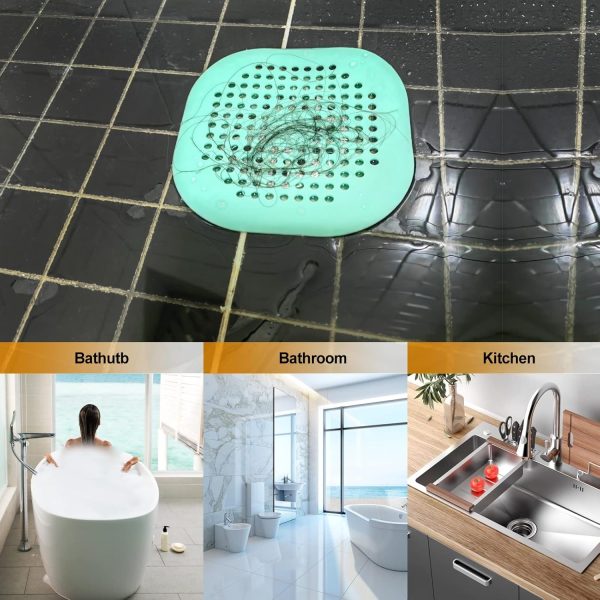 Hair Drain Catcher,Square Drain Cover for Shower Silicone Hair Stopper with Suction Cup,Easy to Install Suit for Bathroom,Bathtub,Kitchen 2 Pack (Sliver Grey) - Image 107