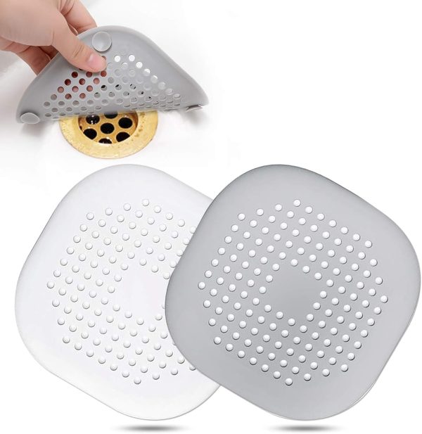 Hair Drain Catcher,Square Drain Cover for Shower Silicone Hair Stopper with Suction Cup,Easy to Install Suit for Bathroom,Bathtub,Kitchen 2 Pack (Sliver Grey) - Image 109