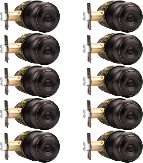 Probrico Privacy Interior Door Knobs Bed and Bath Handles Keyless Sain Nickel Locksets, 6 Pack - Image 51