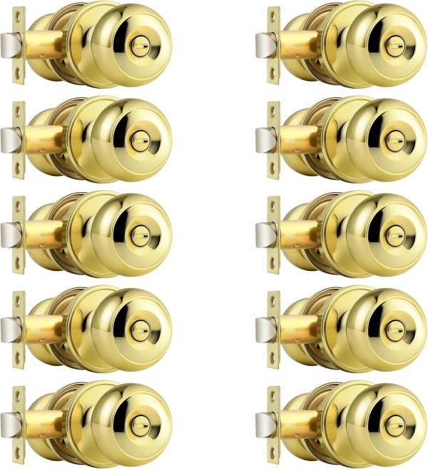 Probrico Privacy Interior Door Knobs Bed and Bath Handles Keyless Sain Nickel Locksets, 6 Pack - Image 87