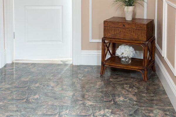Nexus Self Adhesive 12-Inch Vinyl Floor Tiles, 20 Tiles - 12" x 12", Dark Slate Marble Pattern - Peel & Stick, DIY Flooring for Kitchen, Dining Room, Bedrooms & Bathrooms by Achim Home Decor - Image 10