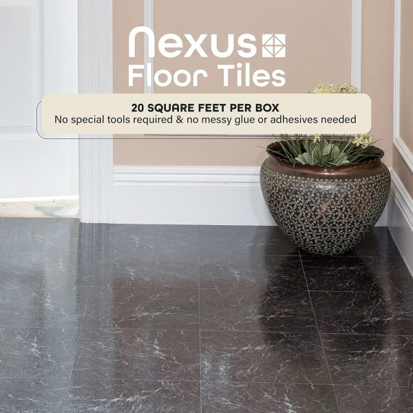 Nexus Self Adhesive 12-Inch Vinyl Floor Tiles, 20 Tiles - 12" x 12", Dark Slate Marble Pattern - Peel & Stick, DIY Flooring for Kitchen, Dining Room, Bedrooms & Bathrooms by Achim Home Decor - Image 13