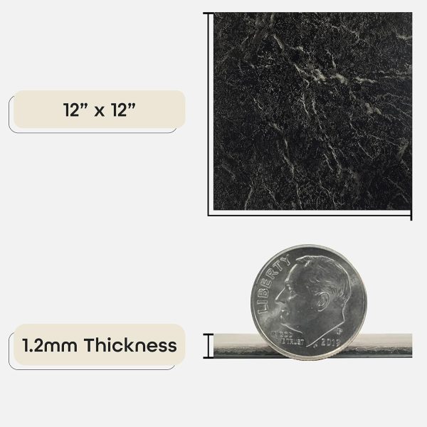 Nexus Self Adhesive 12-Inch Vinyl Floor Tiles, 20 Tiles - 12" x 12", Dark Slate Marble Pattern - Peel & Stick, DIY Flooring for Kitchen, Dining Room, Bedrooms & Bathrooms by Achim Home Decor - Image 14