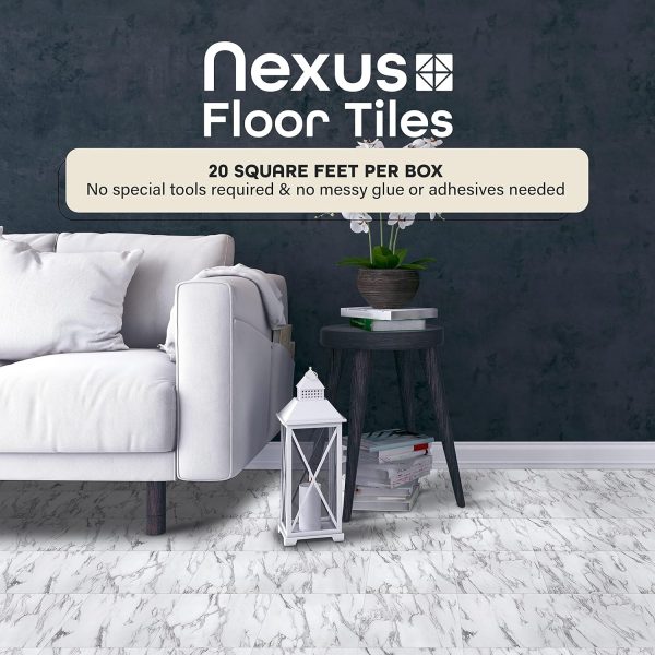 Nexus Self Adhesive 12-Inch Vinyl Floor Tiles, 20 Tiles - 12" x 12", Dark Slate Marble Pattern - Peel & Stick, DIY Flooring for Kitchen, Dining Room, Bedrooms & Bathrooms by Achim Home Decor - Image 22