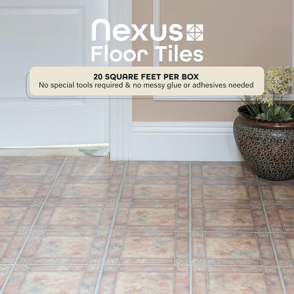 Nexus Self Adhesive 12-Inch Vinyl Floor Tiles, 20 Tiles - 12" x 12", Dark Slate Marble Pattern - Peel & Stick, DIY Flooring for Kitchen, Dining Room, Bedrooms & Bathrooms by Achim Home Decor - Image 47
