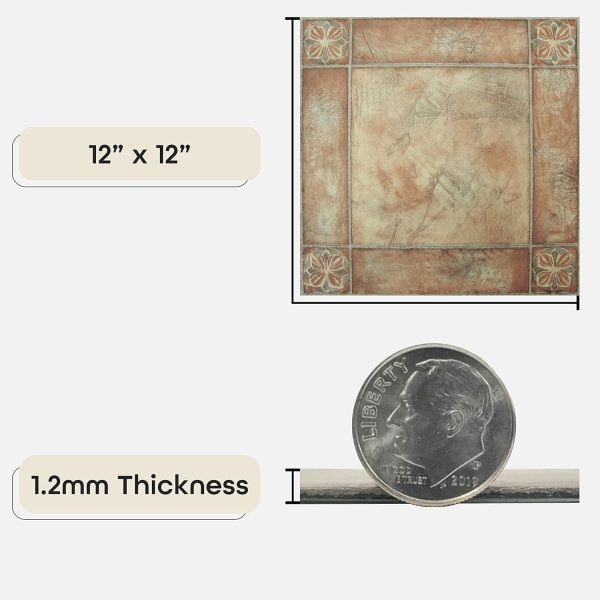 Nexus Self Adhesive 12-Inch Vinyl Floor Tiles, 20 Tiles - 12" x 12", Dark Slate Marble Pattern - Peel & Stick, DIY Flooring for Kitchen, Dining Room, Bedrooms & Bathrooms by Achim Home Decor - Image 48