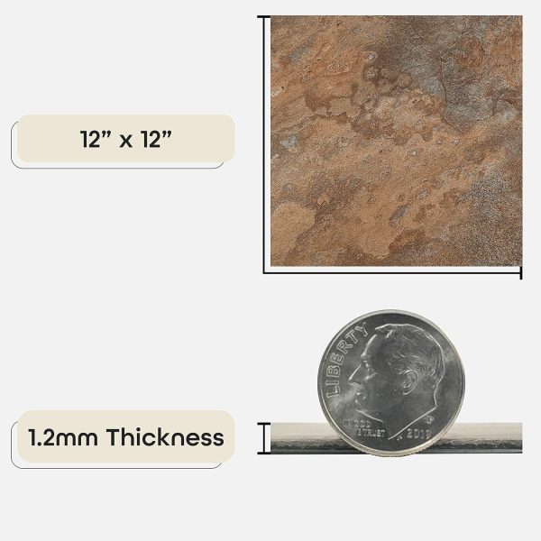 Nexus Self Adhesive 12-Inch Vinyl Floor Tiles, 20 Tiles - 12" x 12", Dark Slate Marble Pattern - Peel & Stick, DIY Flooring for Kitchen, Dining Room, Bedrooms & Bathrooms by Achim Home Decor - Image 53