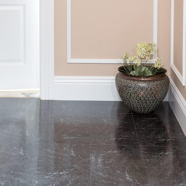 Nexus Self Adhesive 12-Inch Vinyl Floor Tiles, 20 Tiles - 12" x 12", Dark Slate Marble Pattern - Peel & Stick, DIY Flooring for Kitchen, Dining Room, Bedrooms & Bathrooms by Achim Home Decor - Image 62