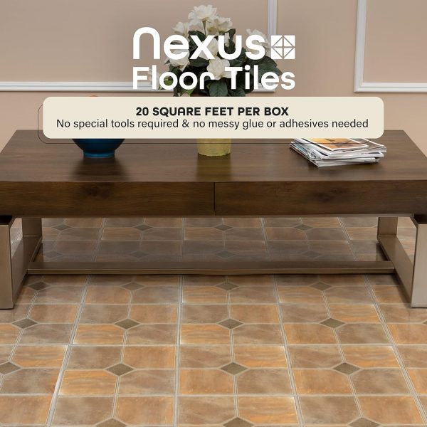 Nexus Self Adhesive 12-Inch Vinyl Floor Tiles, 20 Tiles - 12" x 12", Dark Slate Marble Pattern - Peel & Stick, DIY Flooring for Kitchen, Dining Room, Bedrooms & Bathrooms by Achim Home Decor - Image 71