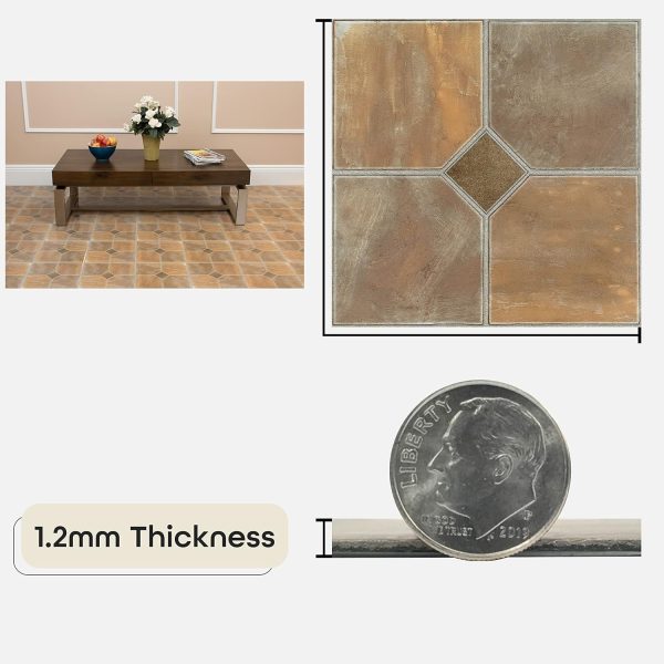 Nexus Self Adhesive 12-Inch Vinyl Floor Tiles, 20 Tiles - 12" x 12", Dark Slate Marble Pattern - Peel & Stick, DIY Flooring for Kitchen, Dining Room, Bedrooms & Bathrooms by Achim Home Decor - Image 72