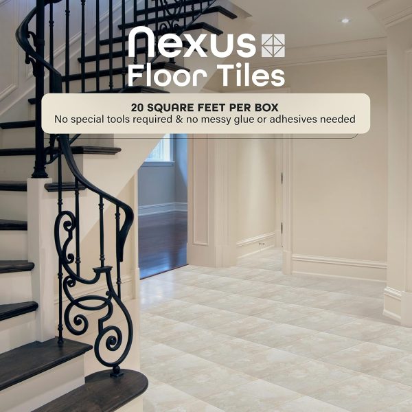 Nexus Self Adhesive 12-Inch Vinyl Floor Tiles, 20 Tiles - 12" x 12", Dark Slate Marble Pattern - Peel & Stick, DIY Flooring for Kitchen, Dining Room, Bedrooms & Bathrooms by Achim Home Decor - Image 74