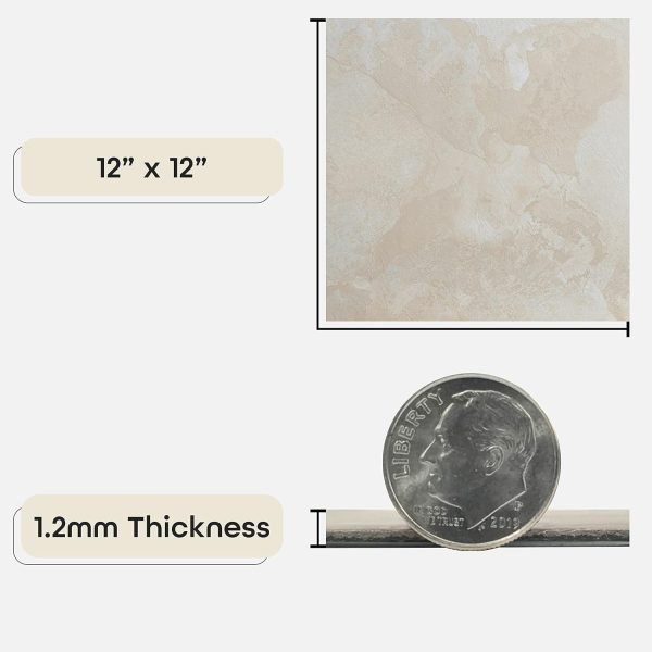 Nexus Self Adhesive 12-Inch Vinyl Floor Tiles, 20 Tiles - 12" x 12", Dark Slate Marble Pattern - Peel & Stick, DIY Flooring for Kitchen, Dining Room, Bedrooms & Bathrooms by Achim Home Decor - Image 75