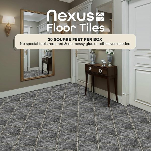 Nexus Self Adhesive 12-Inch Vinyl Floor Tiles, 20 Tiles - 12" x 12", Dark Slate Marble Pattern - Peel & Stick, DIY Flooring for Kitchen, Dining Room, Bedrooms & Bathrooms by Achim Home Decor - Image 83
