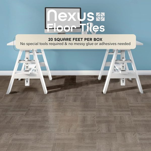 Nexus Self Adhesive 12-Inch Vinyl Floor Tiles, 20 Tiles - 12" x 12", Dark Slate Marble Pattern - Peel & Stick, DIY Flooring for Kitchen, Dining Room, Bedrooms & Bathrooms by Achim Home Decor - Image 92