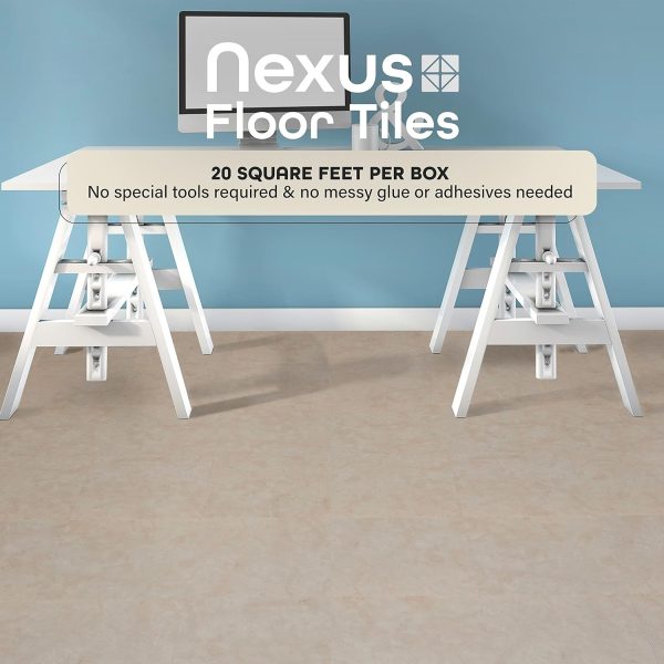 Nexus Self Adhesive 12-Inch Vinyl Floor Tiles, 20 Tiles - 12" x 12", Dark Slate Marble Pattern - Peel & Stick, DIY Flooring for Kitchen, Dining Room, Bedrooms & Bathrooms by Achim Home Decor - Image 96