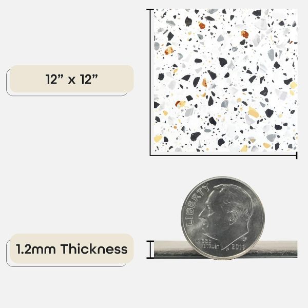 Nexus Self Adhesive 12-Inch Vinyl Floor Tiles, 20 Tiles - 12" x 12", Dark Slate Marble Pattern - Peel & Stick, DIY Flooring for Kitchen, Dining Room, Bedrooms & Bathrooms by Achim Home Decor - Image 104