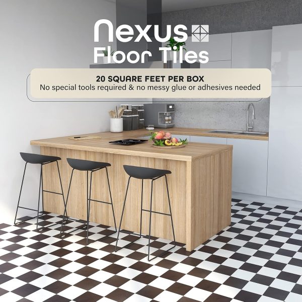 Nexus Self Adhesive 12-Inch Vinyl Floor Tiles, 20 Tiles - 12" x 12", Dark Slate Marble Pattern - Peel & Stick, DIY Flooring for Kitchen, Dining Room, Bedrooms & Bathrooms by Achim Home Decor - Image 108