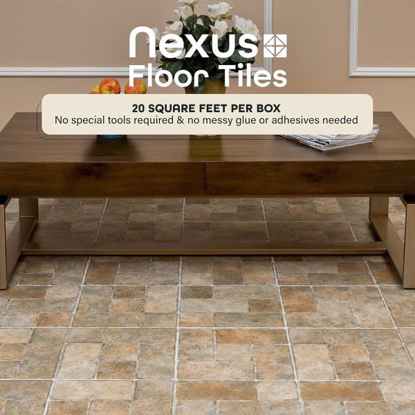 Nexus Self Adhesive 12-Inch Vinyl Floor Tiles, 20 Tiles - 12" x 12", Dark Slate Marble Pattern - Peel & Stick, DIY Flooring for Kitchen, Dining Room, Bedrooms & Bathrooms by Achim Home Decor - Image 113