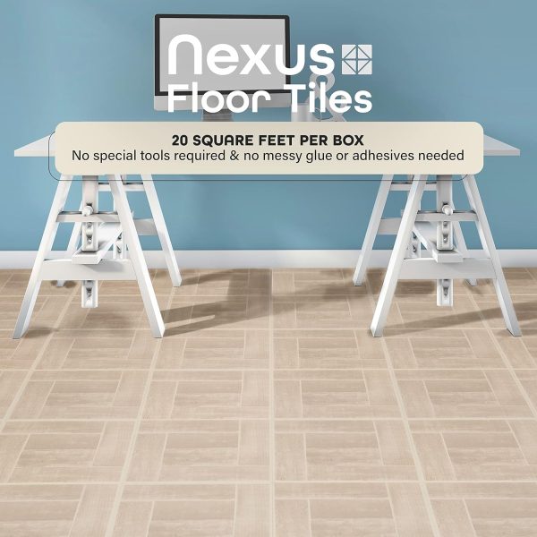 Nexus Self Adhesive 12-Inch Vinyl Floor Tiles, 20 Tiles - 12" x 12", Dark Slate Marble Pattern - Peel & Stick, DIY Flooring for Kitchen, Dining Room, Bedrooms & Bathrooms by Achim Home Decor - Image 130