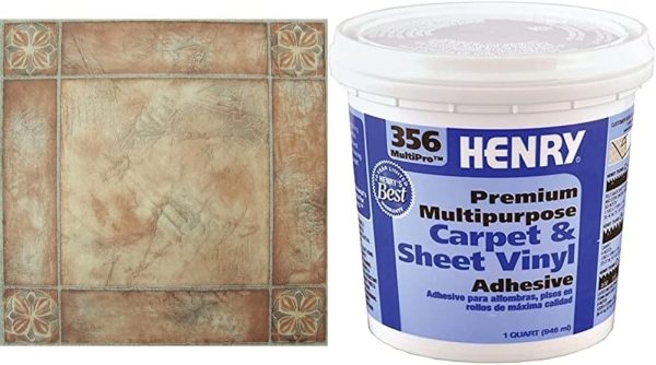 Nexus Self Adhesive 12-Inch Vinyl Floor Tiles, 20 Tiles - 12" x 12", Dark Slate Marble Pattern - Peel & Stick, DIY Flooring for Kitchen, Dining Room, Bedrooms & Bathrooms by Achim Home Decor - Image 134