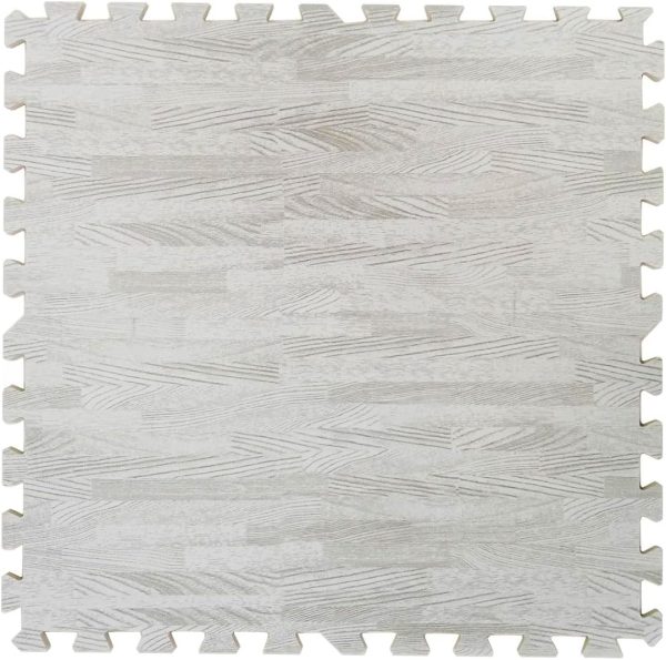 Home Aesthetics 100 Sq. Ft 3/8 Inch Thick Printed Foam Tiles Interlocking Foam Mat, 24" x 24", 25 pcs, White Wood Grain Style Protective Flooring, for Home, Gym Exercise or Trade Show - Image 3
