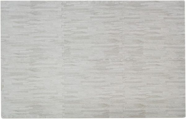 Home Aesthetics 100 Sq. Ft 3/8 Inch Thick Printed Foam Tiles Interlocking Foam Mat, 24" x 24", 25 pcs, White Wood Grain Style Protective Flooring, for Home, Gym Exercise or Trade Show - Image 5