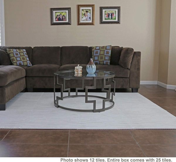 Home Aesthetics 100 Sq. Ft 3/8 Inch Thick Printed Foam Tiles Interlocking Foam Mat, 24" x 24", 25 pcs, White Wood Grain Style Protective Flooring, for Home, Gym Exercise or Trade Show - Image 9