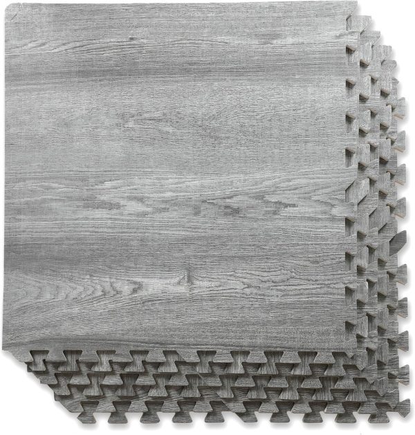 Home Aesthetics 100 Sq. Ft 3/8 Inch Thick Printed Foam Tiles Interlocking Foam Mat, 24" x 24", 25 pcs, White Wood Grain Style Protective Flooring, for Home, Gym Exercise or Trade Show - Image 11