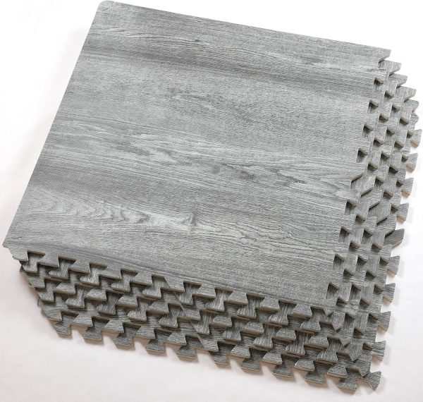 Home Aesthetics 100 Sq. Ft 3/8 Inch Thick Printed Foam Tiles Interlocking Foam Mat, 24" x 24", 25 pcs, White Wood Grain Style Protective Flooring, for Home, Gym Exercise or Trade Show - Image 13