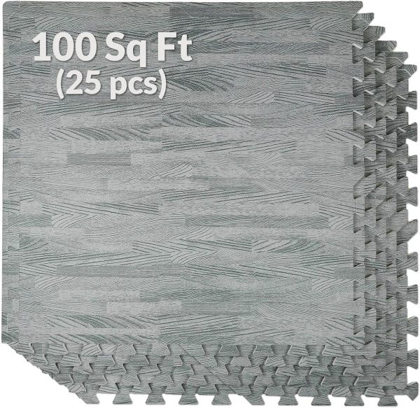 Home Aesthetics 100 Sq. Ft 3/8 Inch Thick Printed Foam Tiles Interlocking Foam Mat, 24" x 24", 25 pcs, White Wood Grain Style Protective Flooring, for Home, Gym Exercise or Trade Show - Image 23