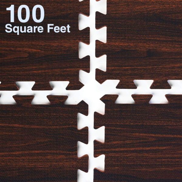 Home Aesthetics 100 Sq. Ft 3/8 Inch Thick Printed Foam Tiles Interlocking Foam Mat, 24" x 24", 25 pcs, White Wood Grain Style Protective Flooring, for Home, Gym Exercise or Trade Show - Image 38